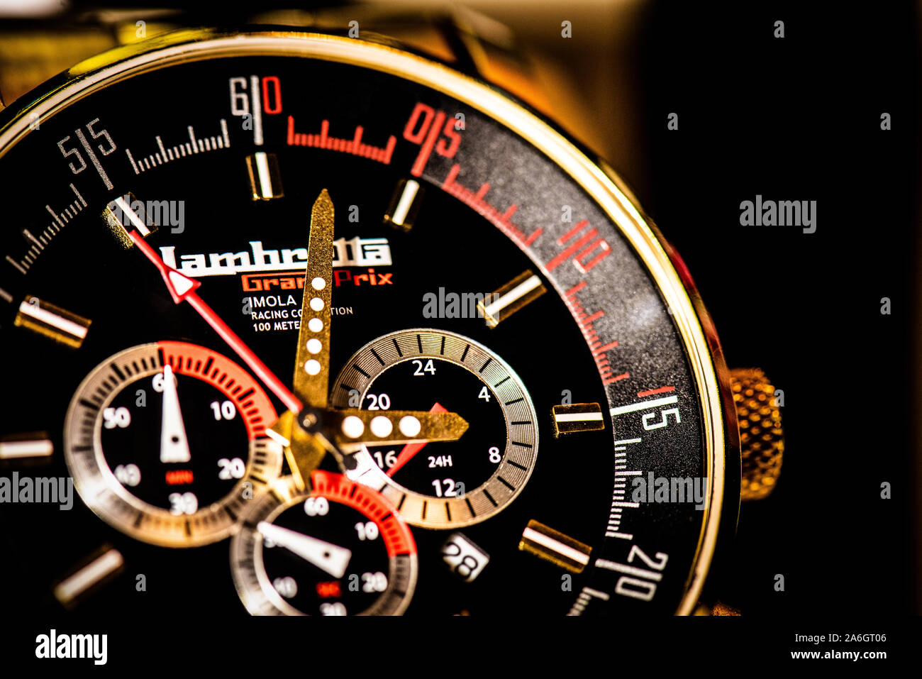 Oro Lambretta guardare, tempo, orologio, Foto Stock
