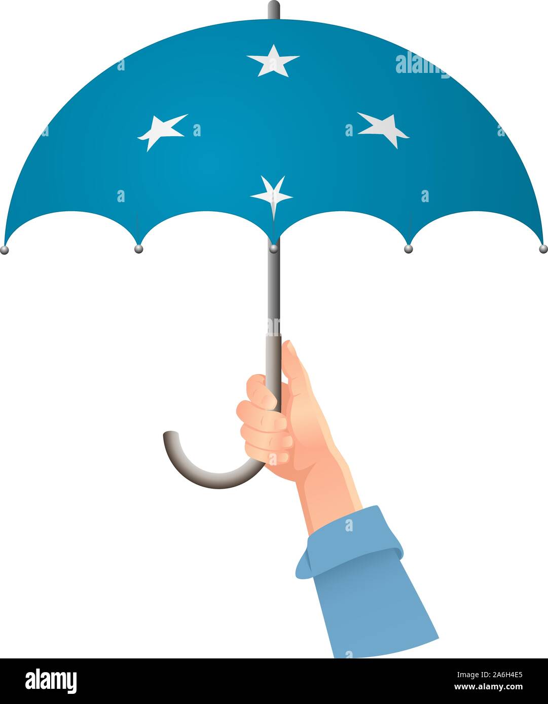 Micronesia bandiera. Mano che tiene l'ombrello. La sicurezza sociale concetto. Bandiera Nazionale della Micronesia illustrazione vettoriale Illustrazione Vettoriale