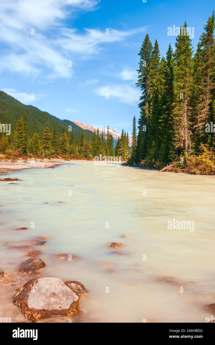 Quattro Miglia di fiume smeraldo nel Parco Nazionale di Yoho. British Columbia. Canada Foto Stock