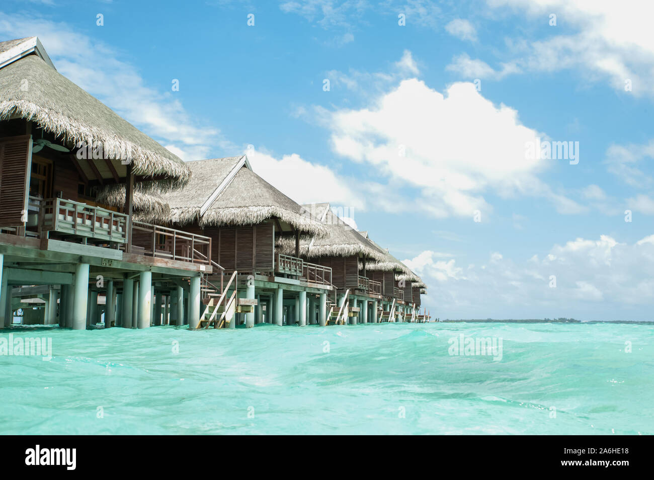 Ville di acqua nelle Maldive Foto Stock