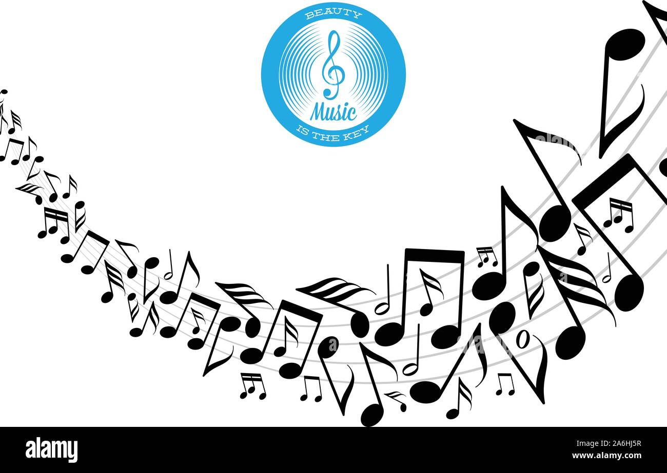 Disordinato musica diffusa note sul pentagramma Illustrazione Vettoriale