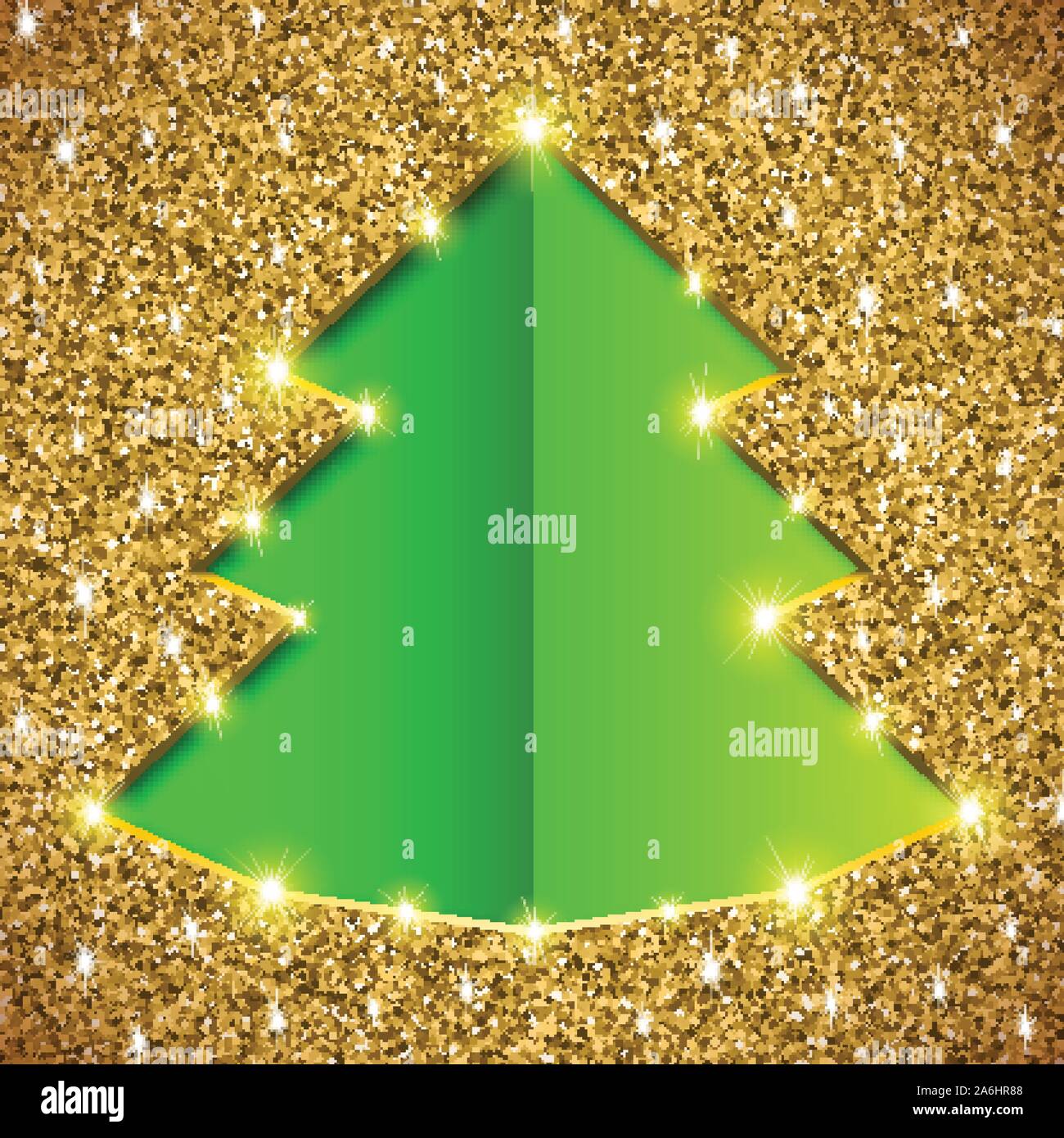 Albero di Natale carta con glitter Illustrazione Vettoriale