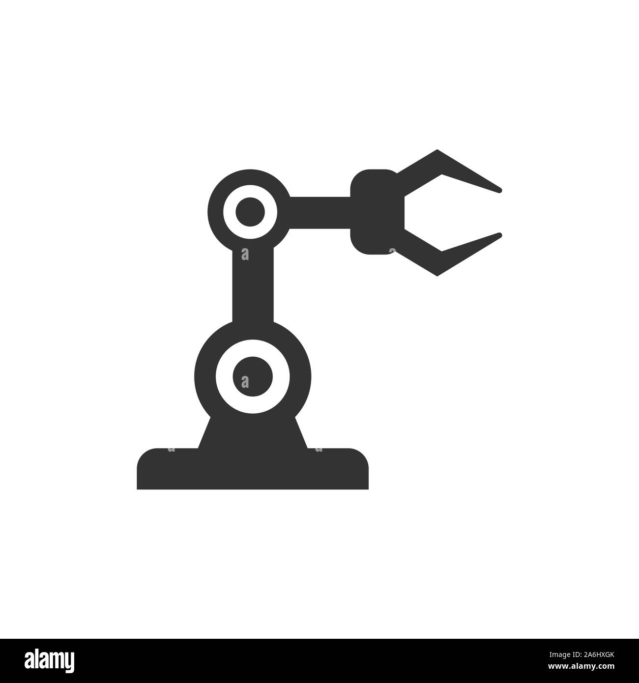 Il braccio di robot icona in stile appartamento. Manipolatore meccanico illustrazione vettoriale bianco su sfondo isolato. Macchina il concetto di business. Illustrazione Vettoriale