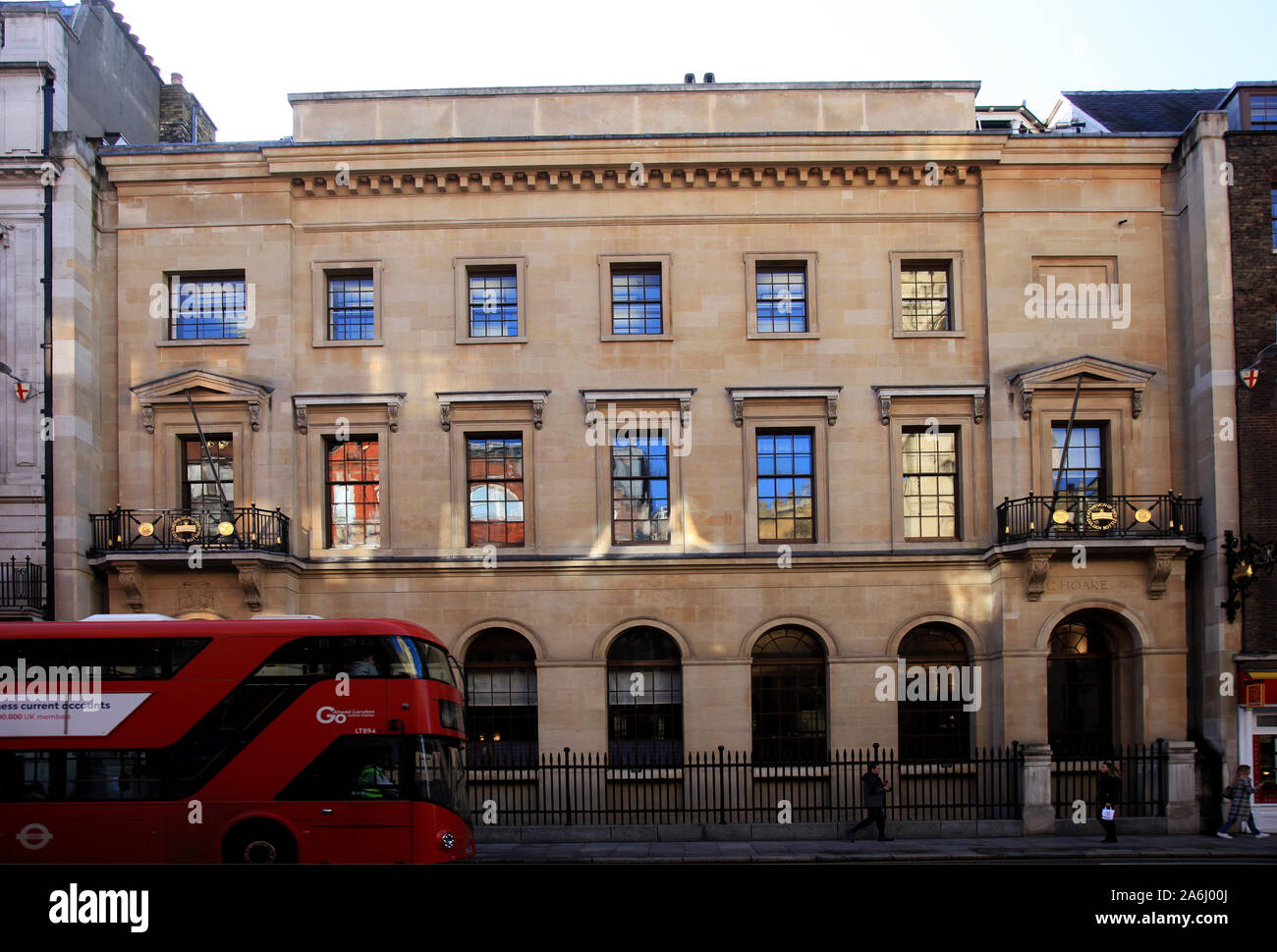 C Hoare & Co, Bankers, Fleet Street, Londra, Regno Unito Foto Stock