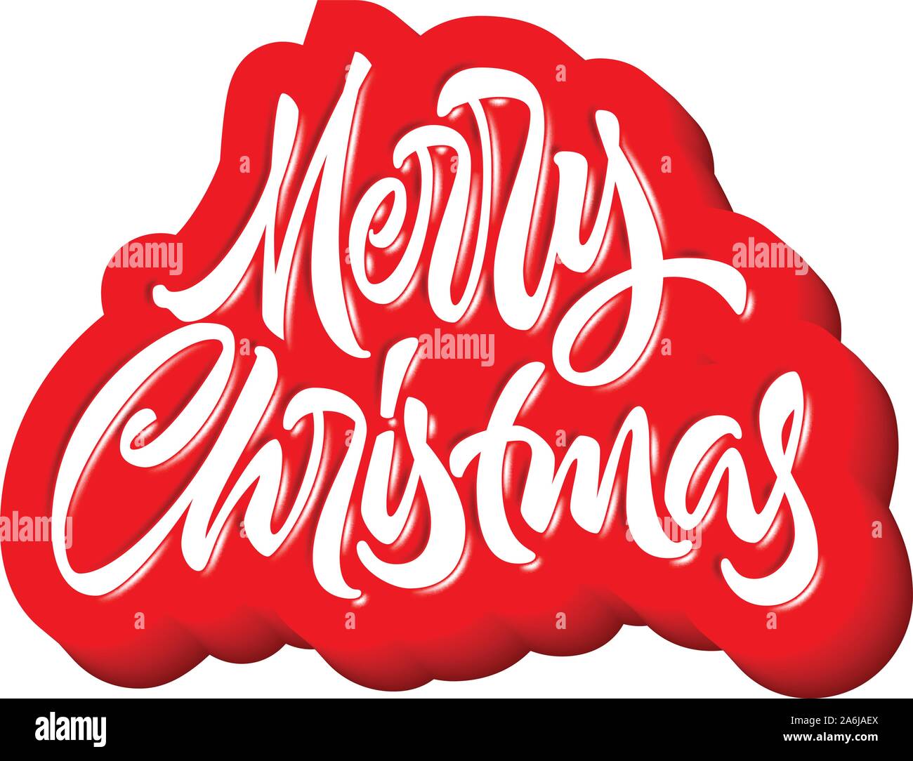 Buon Natale handdrawn calligrafico lettering con puffy jelly style Illustrazione Vettoriale