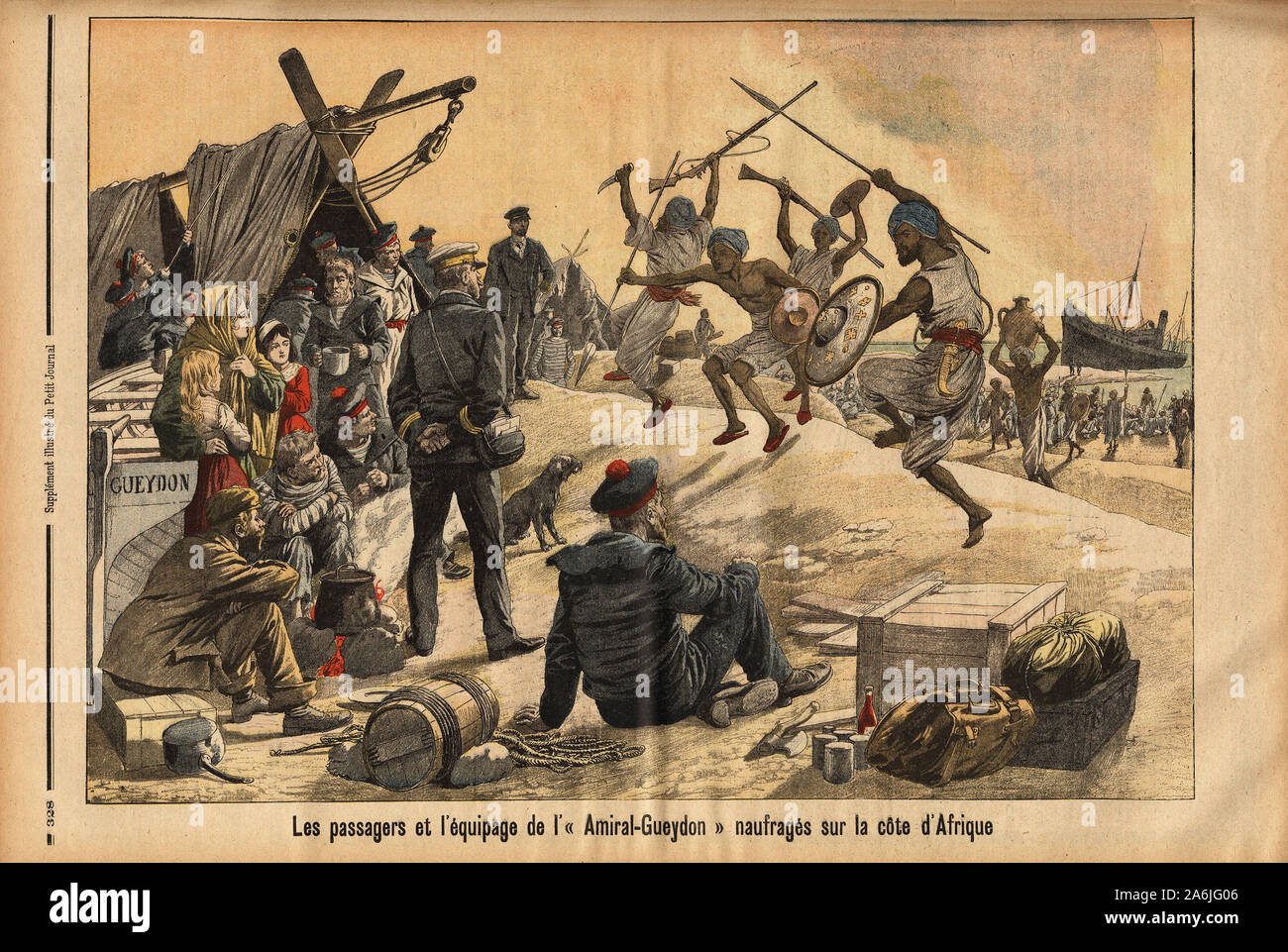 Le paquebot 'l'amiral Gueydon', disparu dans l'ocean Indien depuis plusieurs jours, figlio equipage un pu debarquer sur les cotes des somali, accueillis Foto Stock