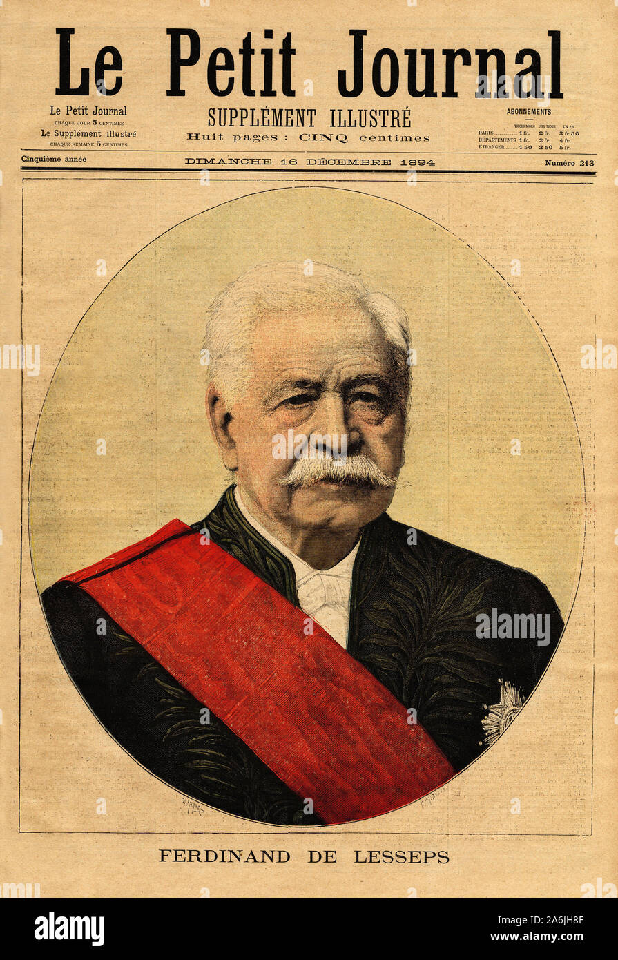 Portrait de Ferdinand de Lesseps (1805-1894), appele "le grand francais", diplomate et imprenditore, il est le principal promoteur du Canal de Suez, q Foto Stock