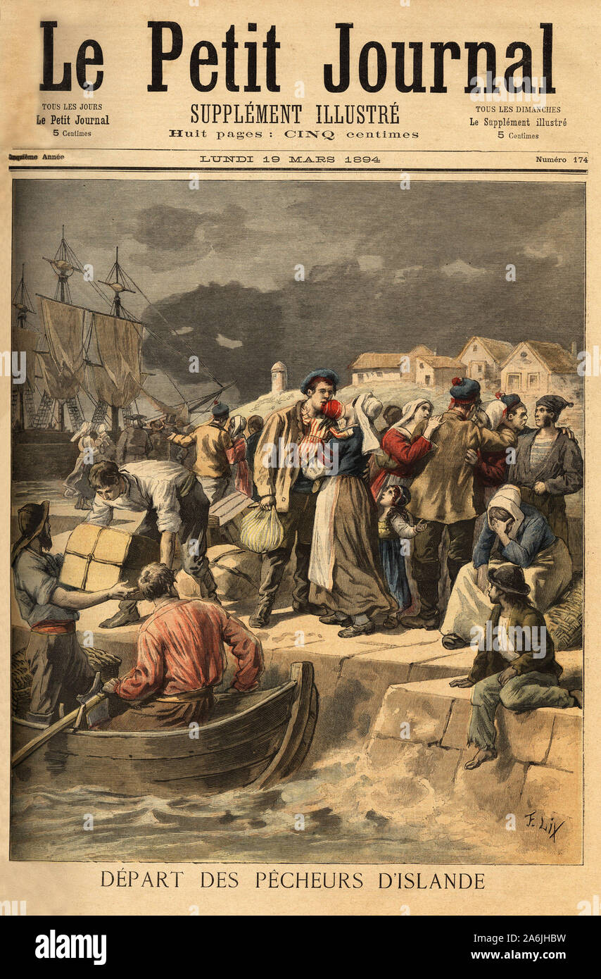 Les marins bretoni quittant Paimpol, des le Printemps, pour chercher la morue sur les cotes d'Islande ou de Terre-Neuve ( Terre Neuve ). Il rotocalco in ' Foto Stock