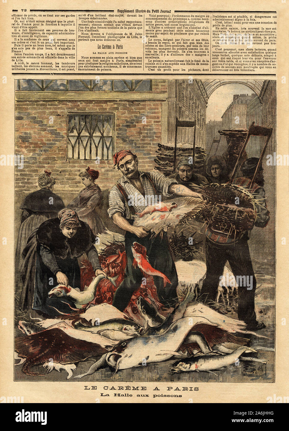 La Halle aux poissons de Paris. Il rotocalco in "Le Petit Journal' 4/03/1893. Collezione de . . Foto Stock