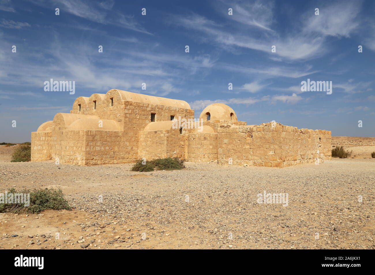 Qusayr (o Quseir) Amra, Castello del deserto del periodo Umayyad, Sito Patrimonio dell'Umanità dell'UNESCO, Wadi Butm, Governatorato di Zarqa, Giordania, Medio Oriente Foto Stock