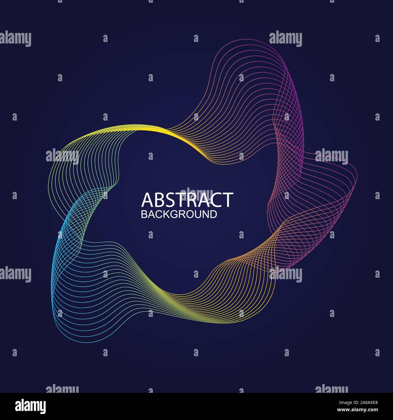 Abstract il sottofondo musicale con una dinamica di onde e particelle. Illustrazione adatto per motion design. Il colore blu. Illustrazione Vettoriale