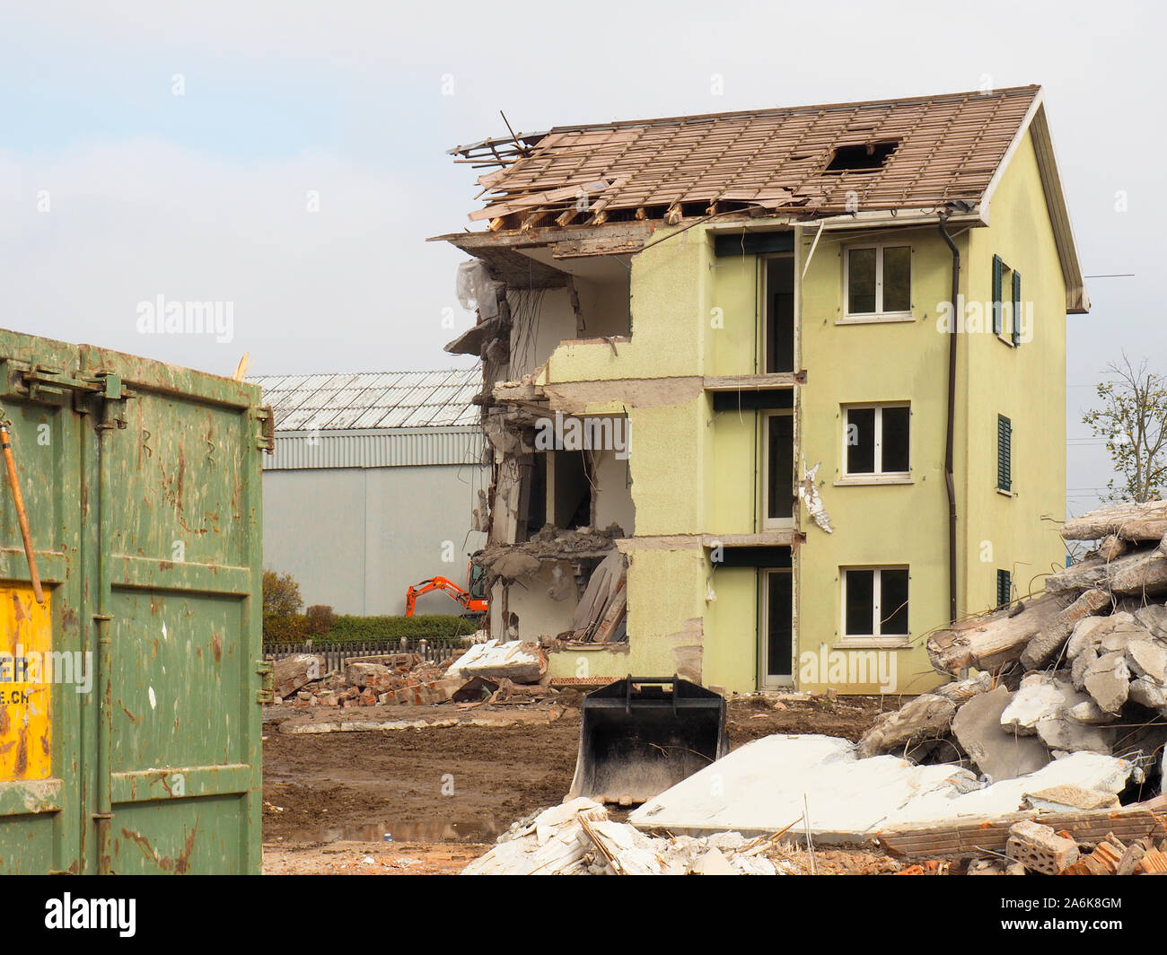 Abbruch einer Wohnsiedlung in Regensdorf ZH Foto Stock