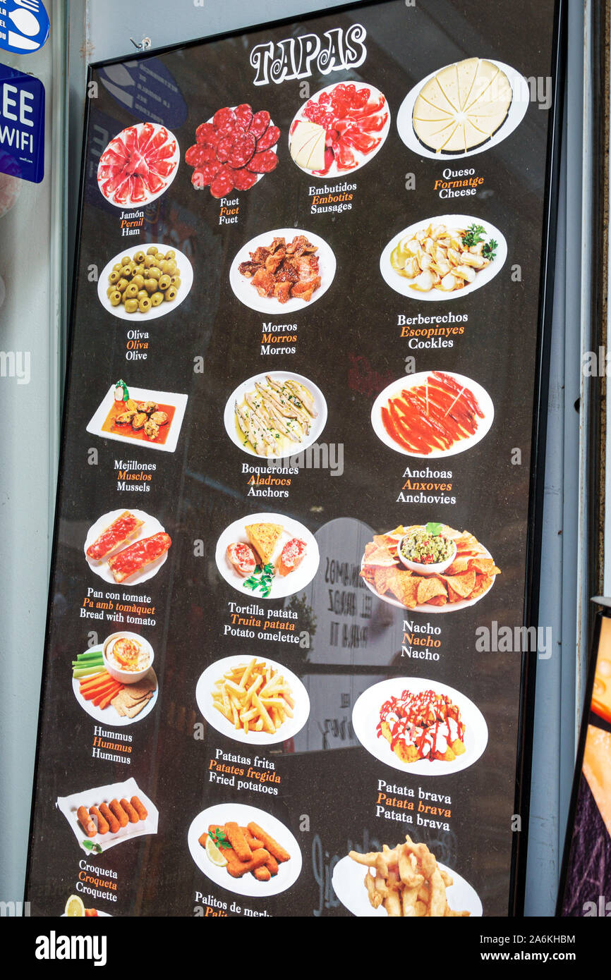 Barcellona Spagna,Catalogna Catalunya,El Poblenou,Rambla del Poblenou,quartiere caffè ristorante ristoranti ristorazione mangiare fuori caffè caffè bistrot, Foto Stock