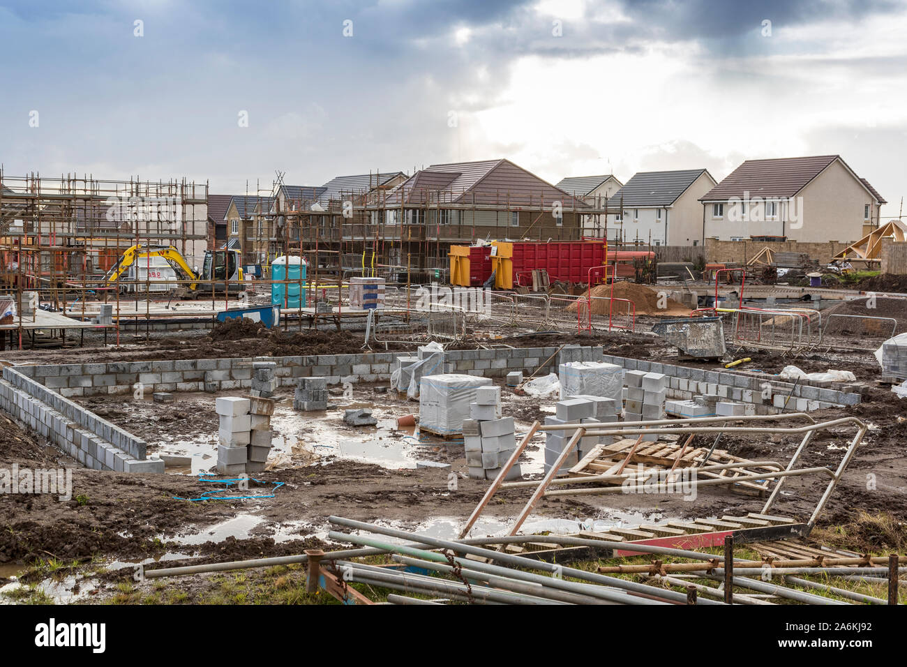 Sito di costruzione con la nuova build alloggiamento, Troon, Ayrshire, in Scozia, Regno Unito Foto Stock