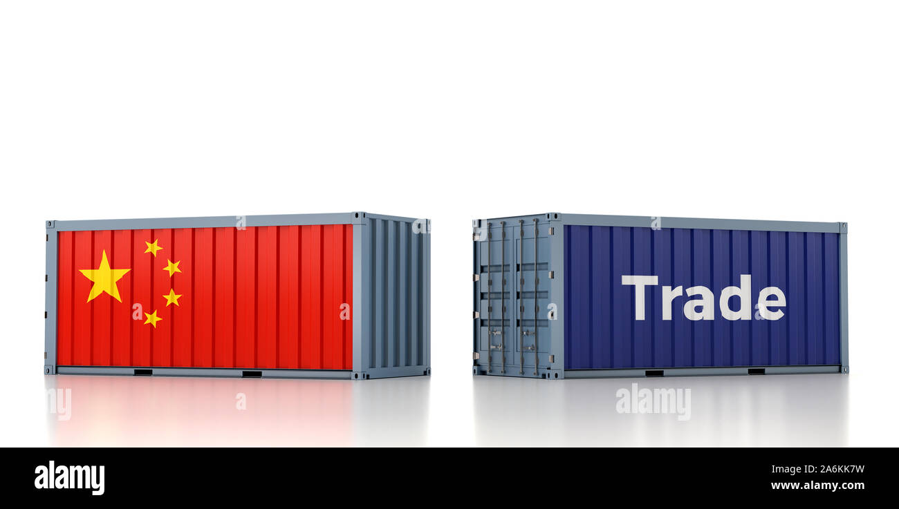 Contenitore per trasporto con bandiera della Cina - 3D Rendering Foto Stock