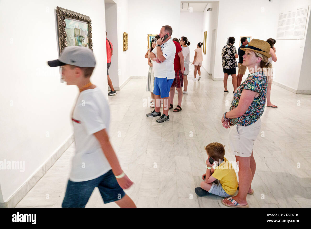 Barcellona Spagna,Catalogna Catalunya,El Born,quartiere storico,Ciutat Vella,la Ribera,Museu Picasso Museum,interno,interno interno,exhi mostra Foto Stock