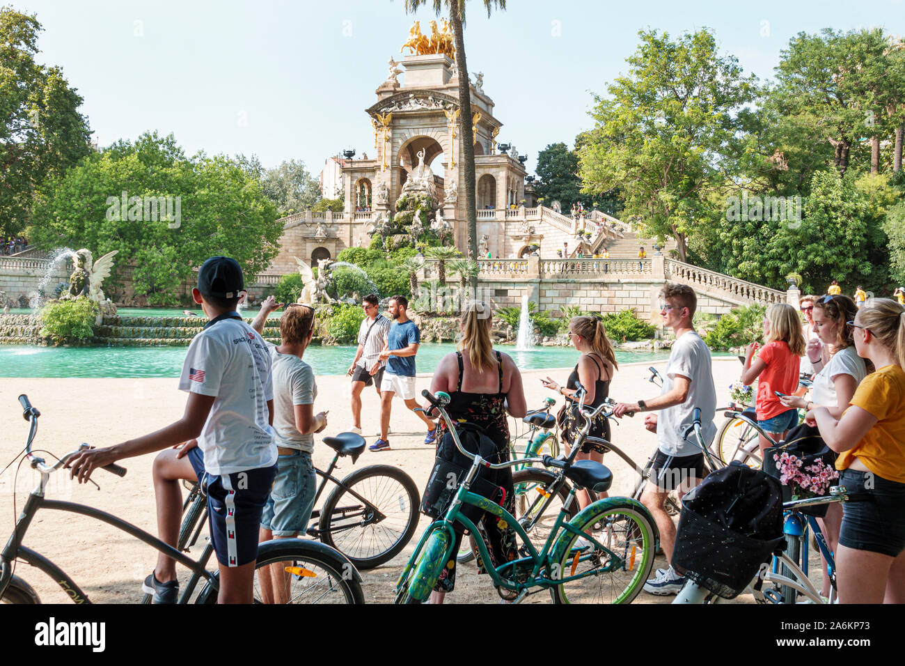 Barcellona Spagna,Catalogna Catalunya,El Born,quartiere storico,Ciutat Vella,Parc de la Ciutadella,Citadel Park,Font de la cascada,fontana a cascata,vicino Foto Stock