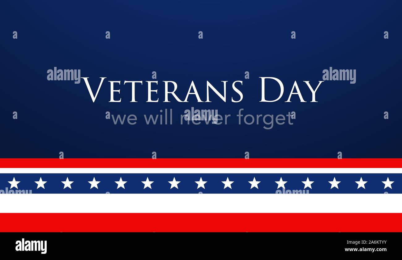 Veterani Day celebrazione illustrazione. Noi bandiera su sfondo HD banner. Ricordare e onorare. Illustrazione Vettoriale