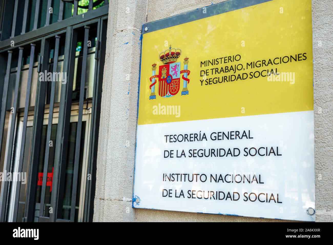 Tarragona Spagna Ispanico Catalogna Ministero del lavoro,migrazioni & sicurezza sociale,Ministerio de Trabajo,Migraciones y Seguridad Social,governo buil Foto Stock