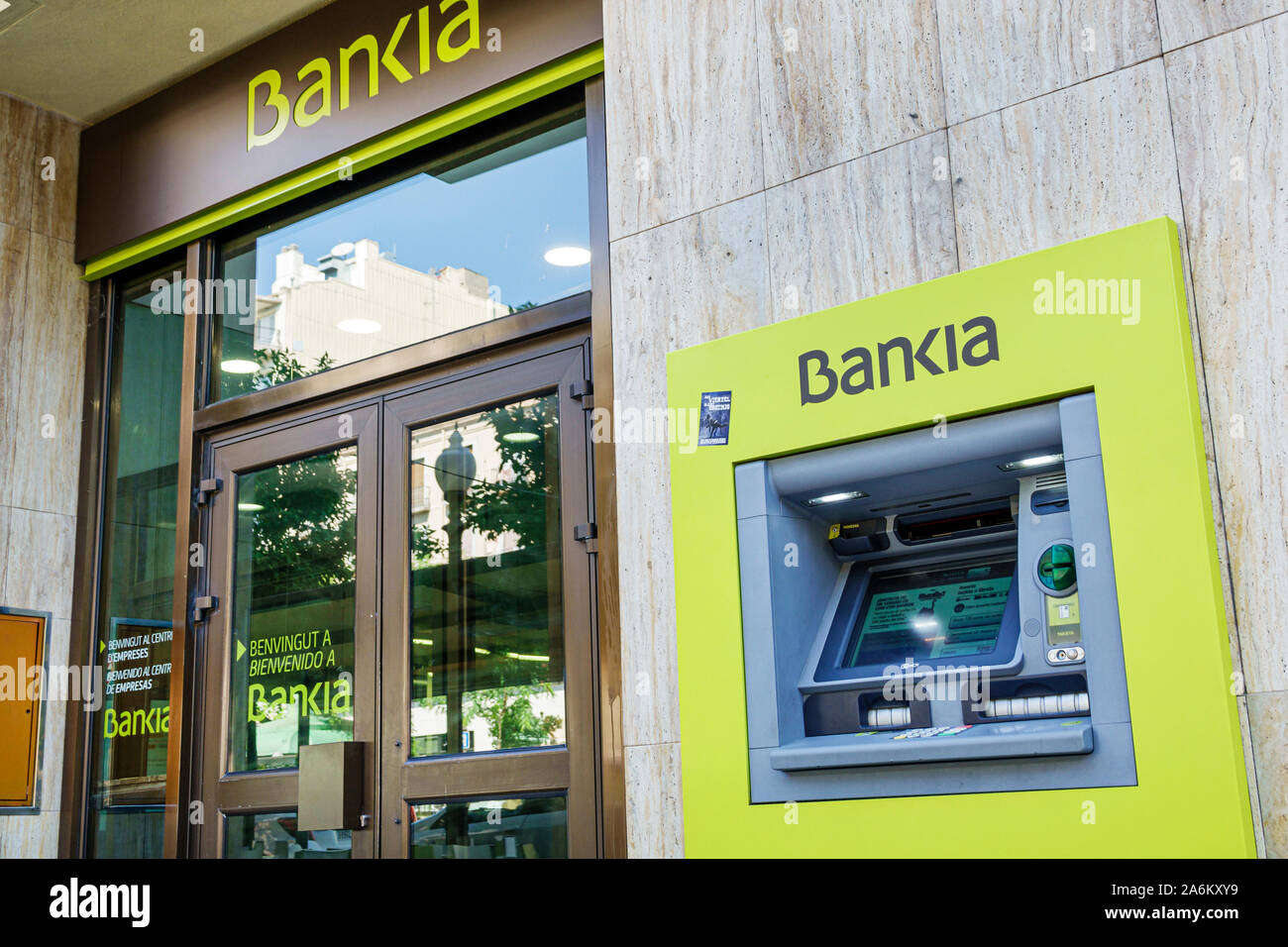 Tarragona Spagna Ispanico Catalogna Bankia, banca, ingresso, bancomat, bancomat, ingresso anteriore, ES190825100 Foto Stock