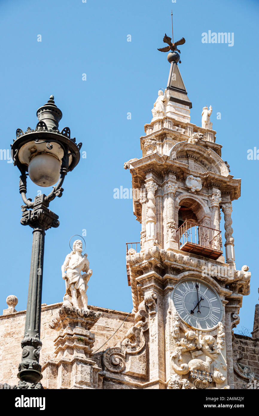 Valencia Spagna Ispanico,Ciutat Vella,città vecchia,quartiere storico,Plaza Placa del Mercat,Real Parroquia de los Santos Juanes,San Juan del Mercado,Cathol Foto Stock