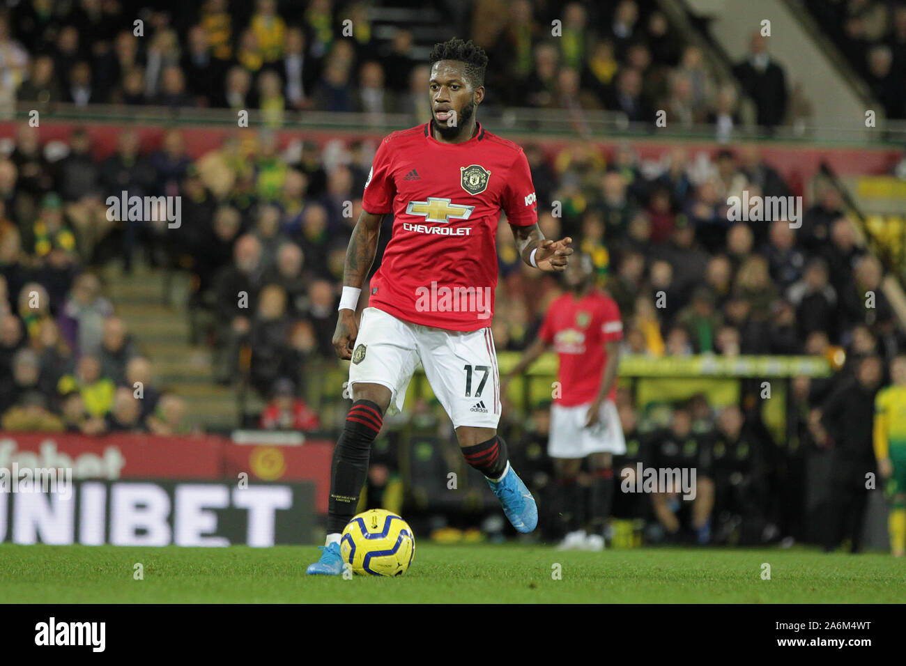 Norwich, Regno Unito. 26 ott 2019. Fred del Manchester United durante il match di Premier League tra Norwich City e il Manchester United a Carrow Road il 27 ottobre 2019 a Norwich in Inghilterra. (Foto di Matt Bradshaw/phcimages.com) Credit: Immagini di PHC/Alamy Live News Foto Stock