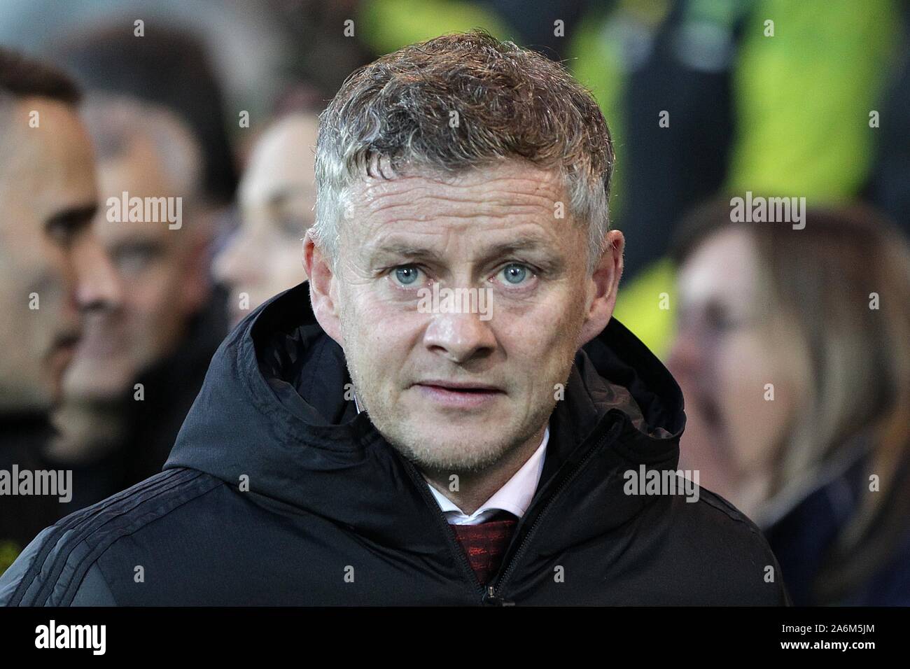 Norwich, Regno Unito. 26 ott 2019. Il Manchester United Manager Ole Gunnar Solskjaer durante il match di Premier League tra Norwich City e il Manchester United a Carrow Road il 27 ottobre 2019 a Norwich in Inghilterra. (Foto di Matt Bradshaw/phcimages.com) Credit: Immagini di PHC/Alamy Live News Foto Stock