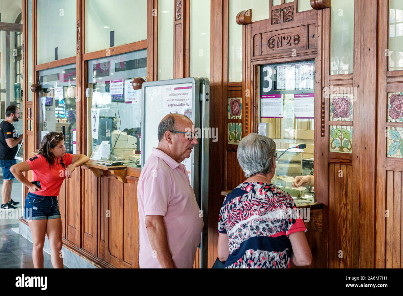 Valencia Spagna,Carrer de Xativa,Estacio del Nord,stazione ferroviaria Renfe,interni,Art Nouveau,architetto Demetrio Ribes Marco,biglietteria, Foto Stock