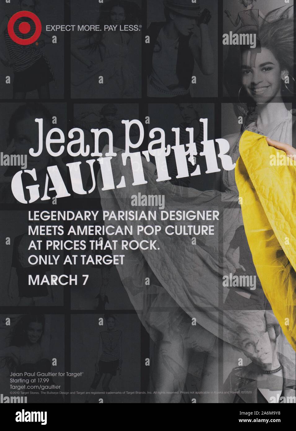 Poster pubblicitari Target e Jean-Paul Gaultier casa di moda in rivista  cartacea da 2010 anni, pubblicità, pubblicità creativa 2010s pubblicità  Foto stock - Alamy