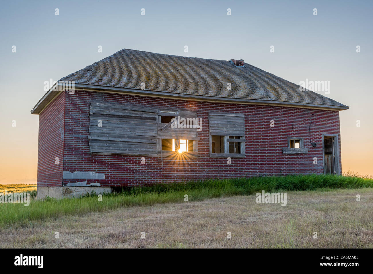 La Bissell abbandonati, SK one-room schoolhouse vicino Simmie, SK stabilito nel 1913 Foto Stock