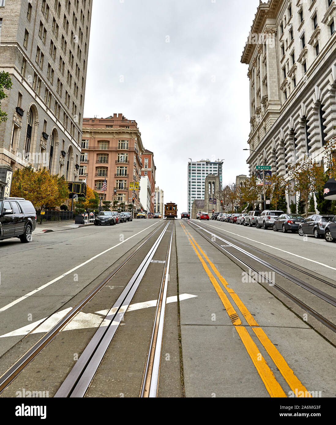 California Street Nob Hill Funivia San Francisco Foto Stock