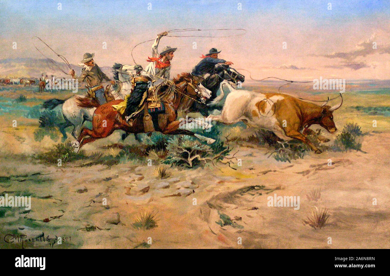 La mandria Quitter - Charles Marion Russell, 1897 Foto Stock