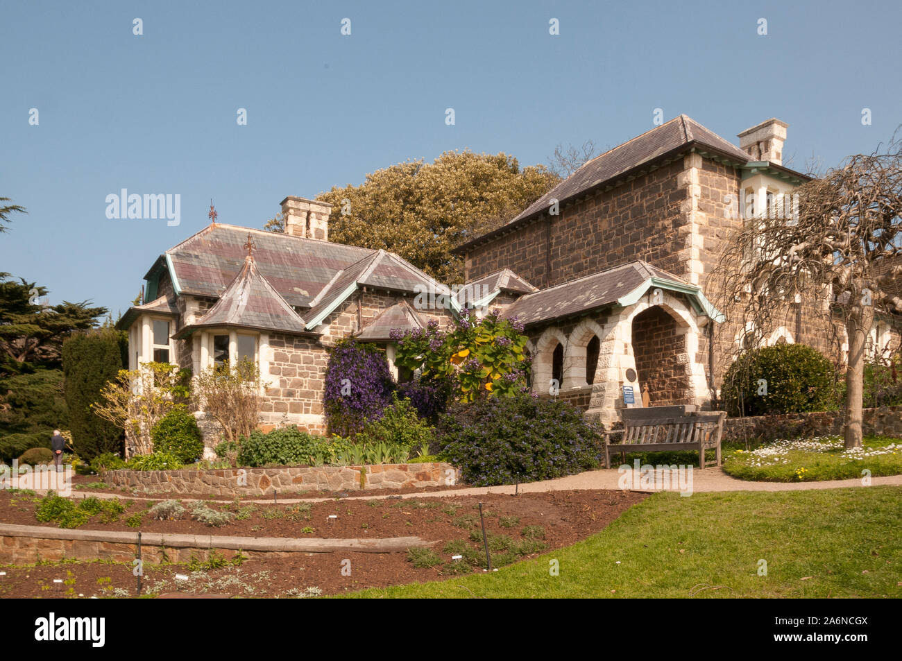 Heronswood è un palazzo del XIX secolo Revival gotico gentleman's house ora di proprietà di scavatori Club, a Dromana, Penisola di Mornington, Victoria, Australia Foto Stock