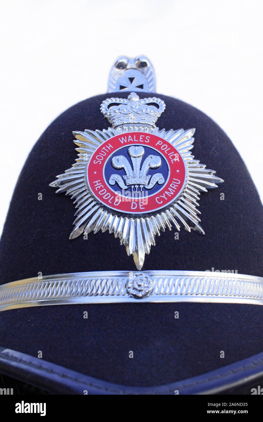 Galles del Sud casco di polizia. Foto Stock