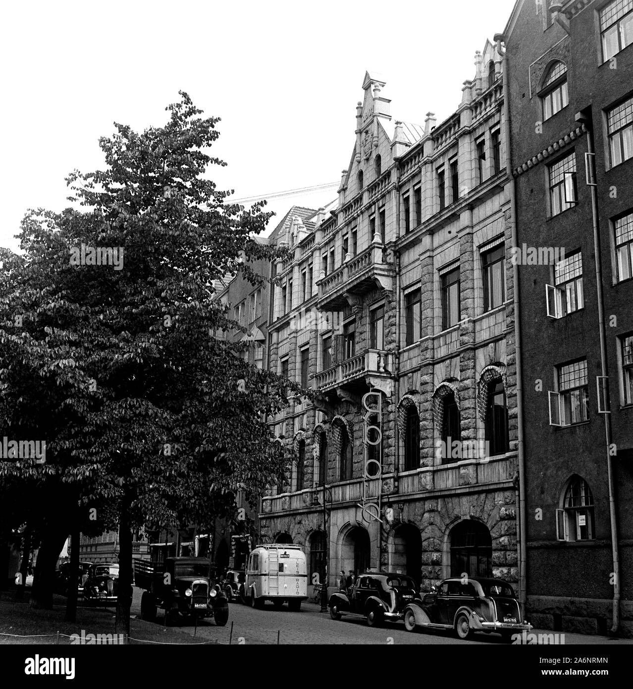 La radio di casa il finlandese della società di radiodiffusione di Helsinki, street view, 1930s. Foto Stock