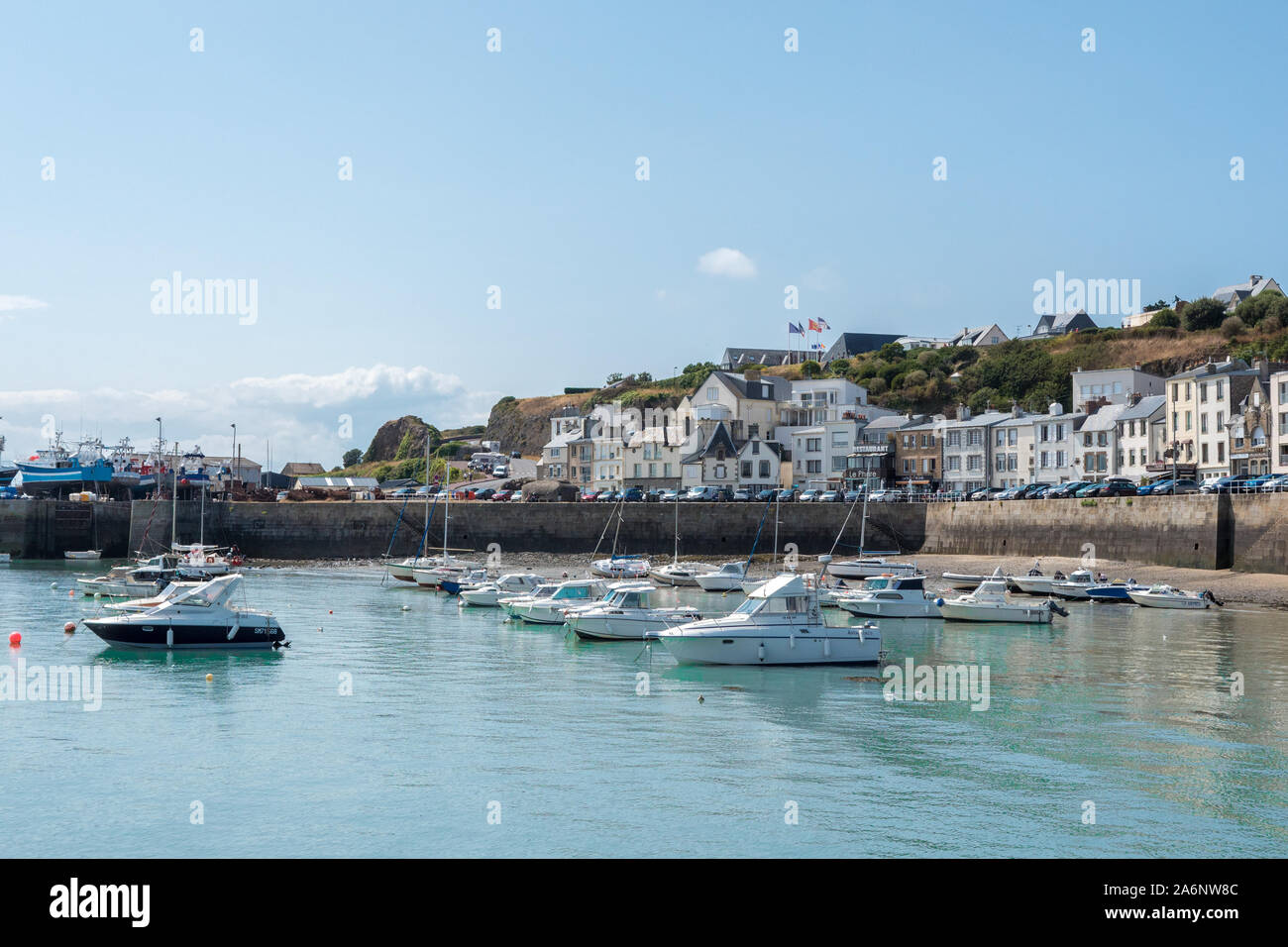 Granville marina bay con cielo blu, in Normandia, Francia, 20-8-19 Foto Stock