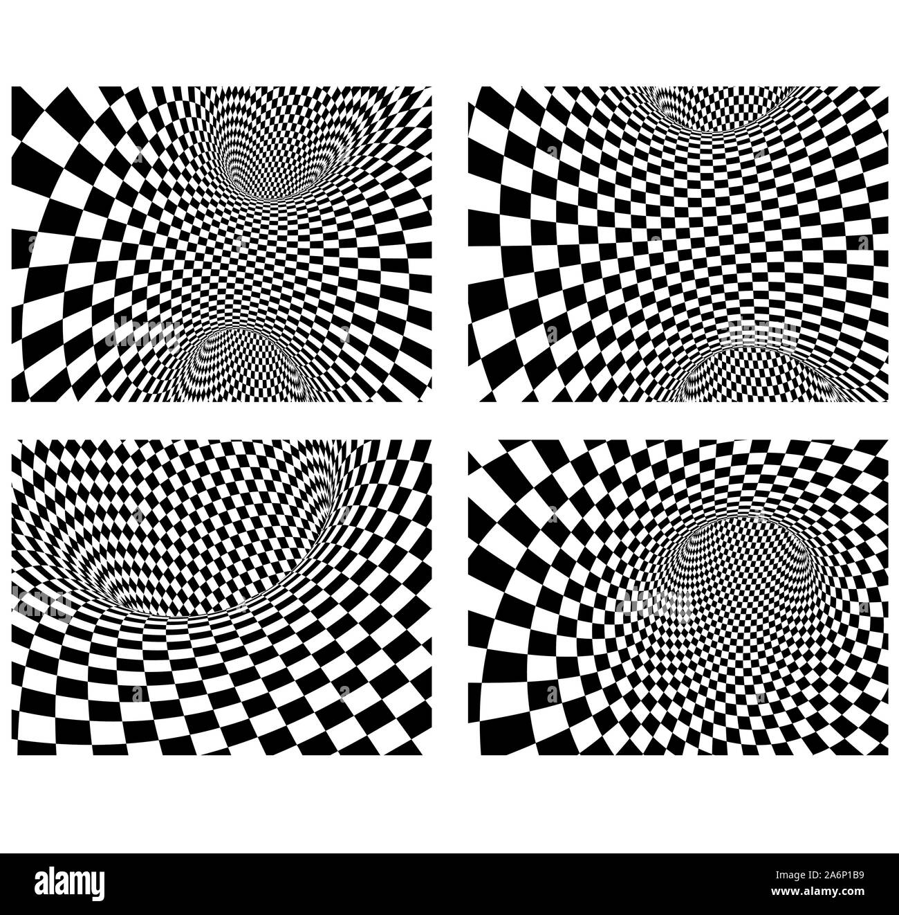 Raccolta di quattro astratti sfondi vettoriali con motivi in bianco e nero. EPS8 Illustrazione Vettoriale