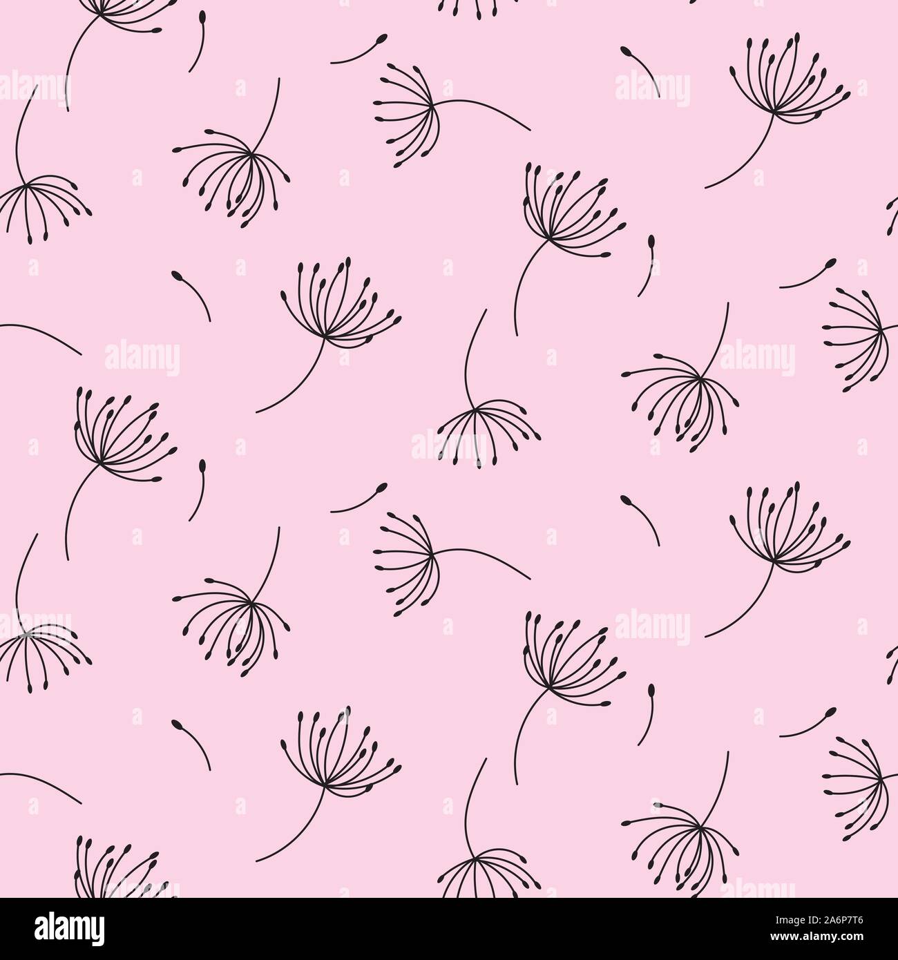 Semplice di tarassaco in rosa seamless pattern sfondo. Illustrazione Vettoriale