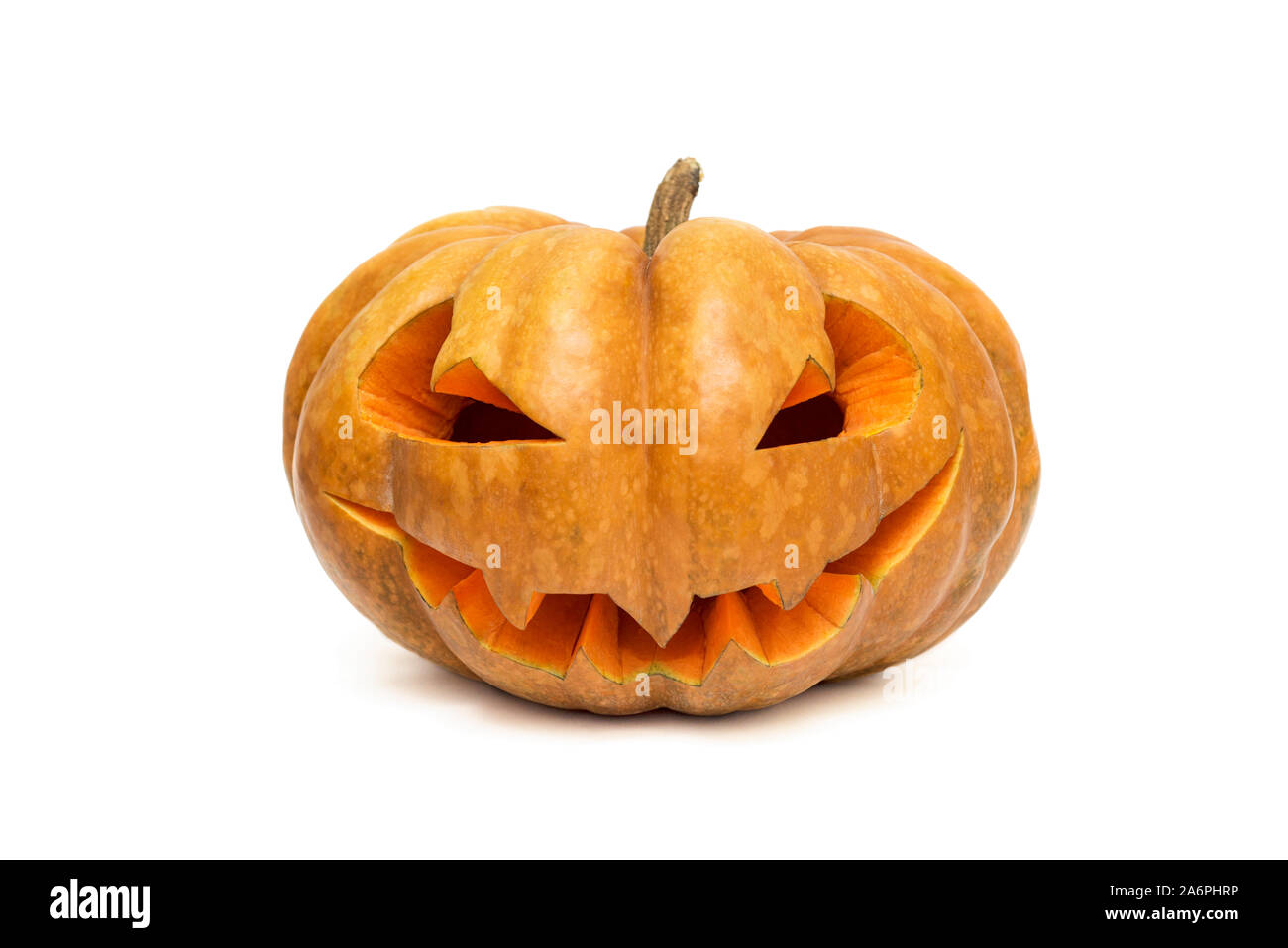Zucca di Halloween. Zucca di Halloween jack testa lanterna isolati su sfondo bianco. Foto Stock