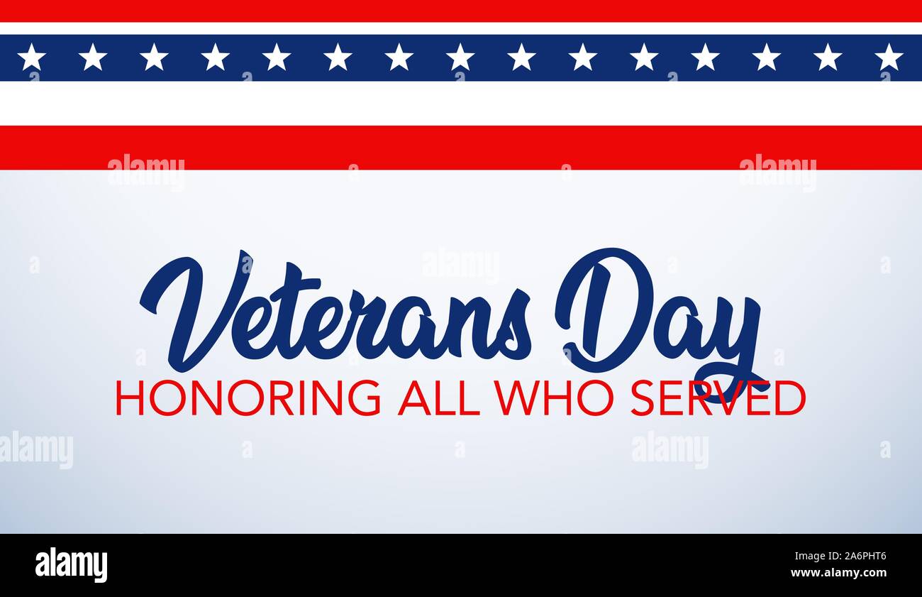 Veterani Day celebrazione illustrazione. Sfondo HD banner. In onore di tutti coloro che hanno servito. Illustrazione Vettoriale