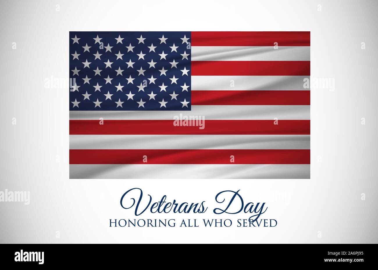 Veterani Day celebrazione illustrazione. Noi bandiera su sfondo HD banner. Ricordare e onorare. Illustrazione Vettoriale