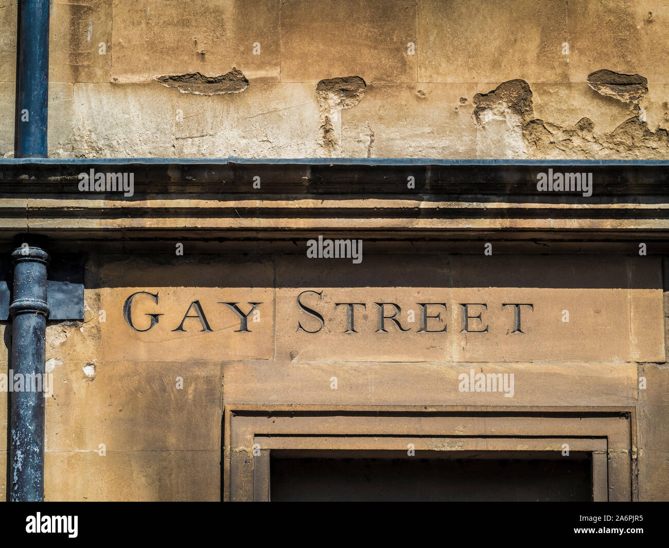 Gay-strada segno, bagno, Somerset, Regno Unito. Foto Stock
