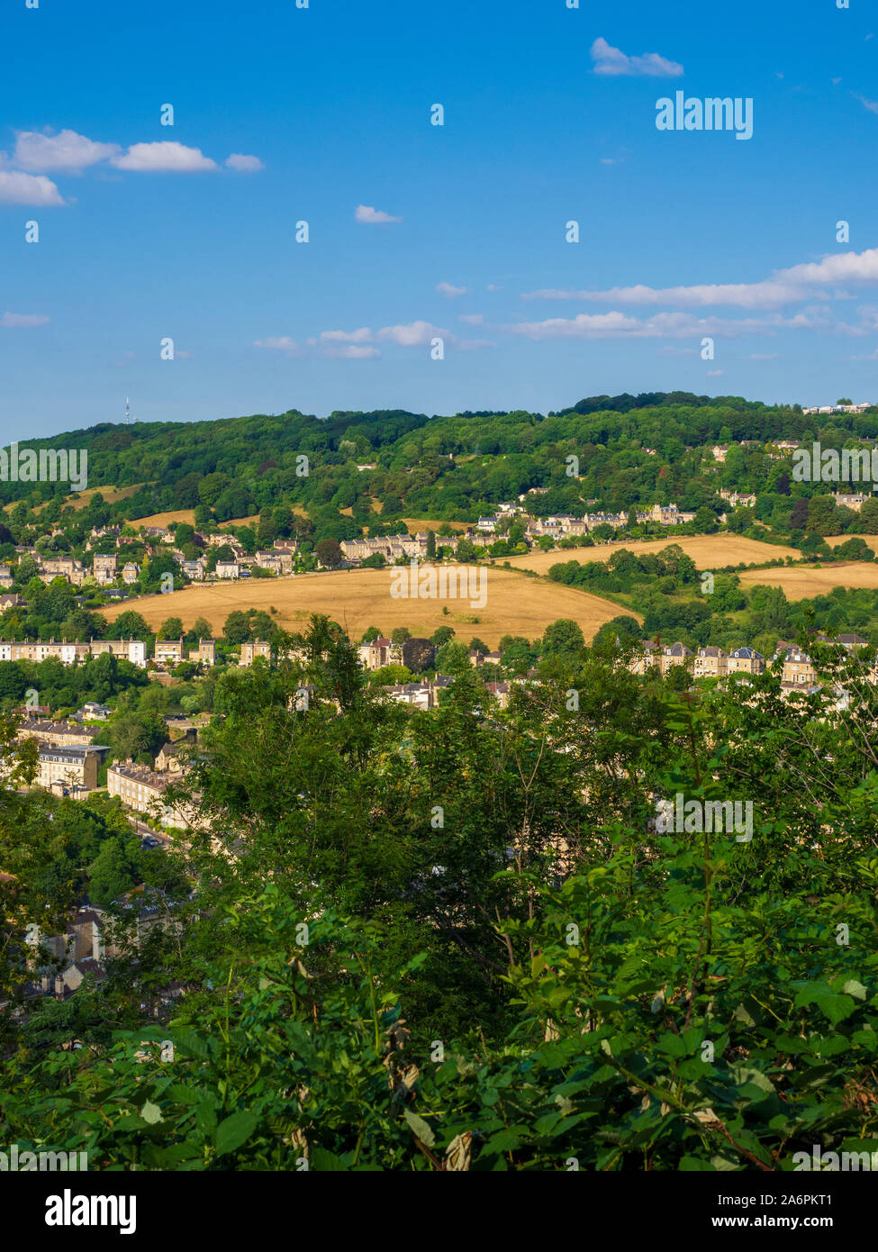 Bath City sobborghi Somerset, Regno Unito. Vista da Alexandra Park. Foto Stock