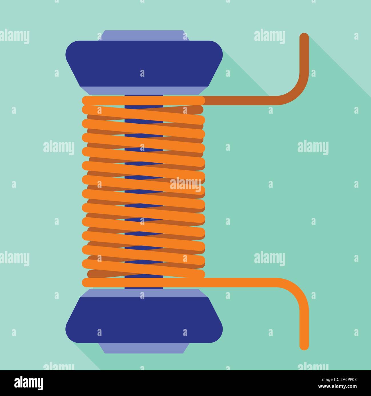 Bobina magnetica e la relativa icona. Illustrazione piana della bobina magnetica icona vettoriali per il web design Illustrazione Vettoriale