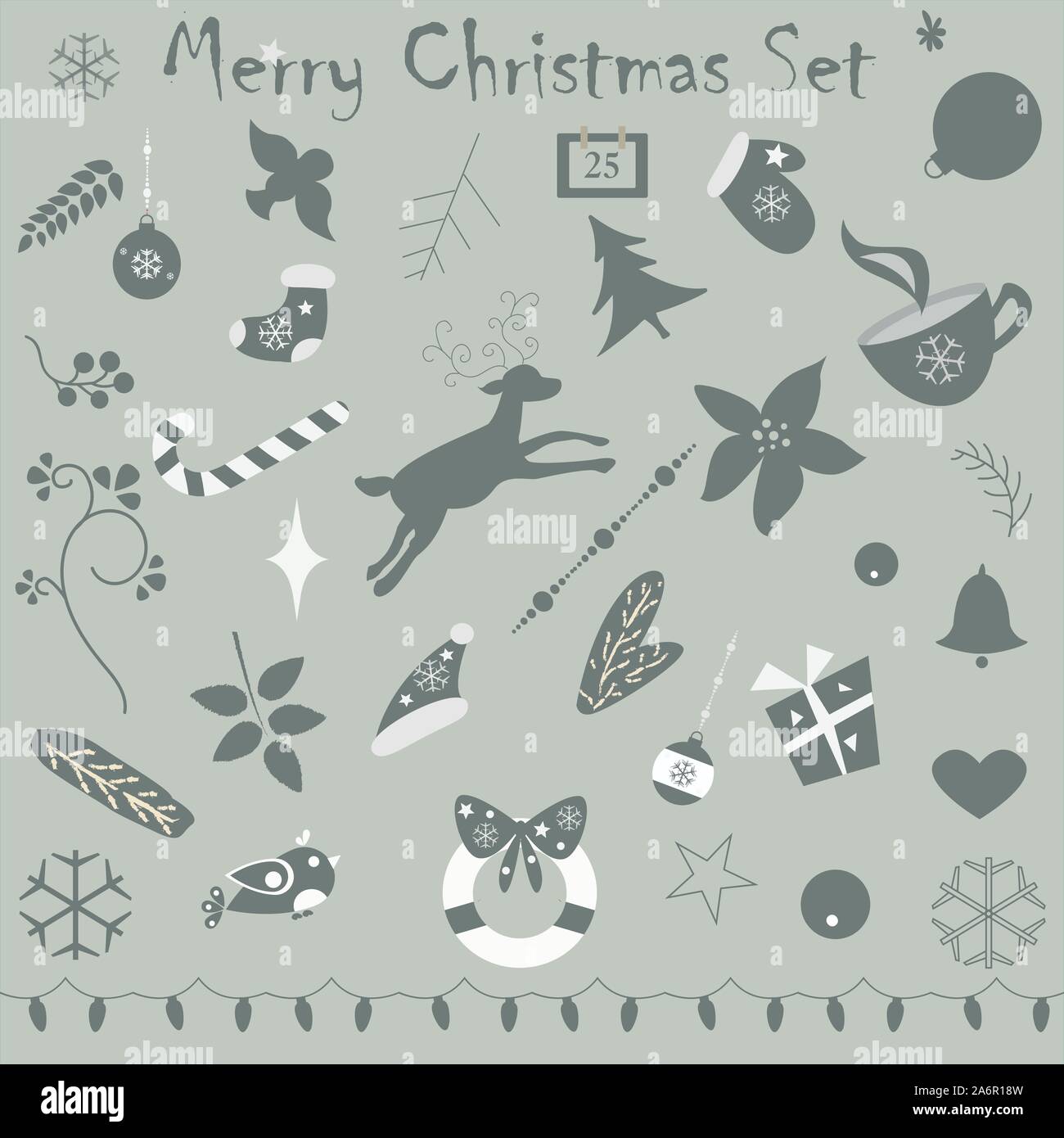 Buon Natale raccolta di vari elementi per la creazione di schemi semplici, tessile, ecc. Illustrazione Vettoriale Illustrazione Vettoriale