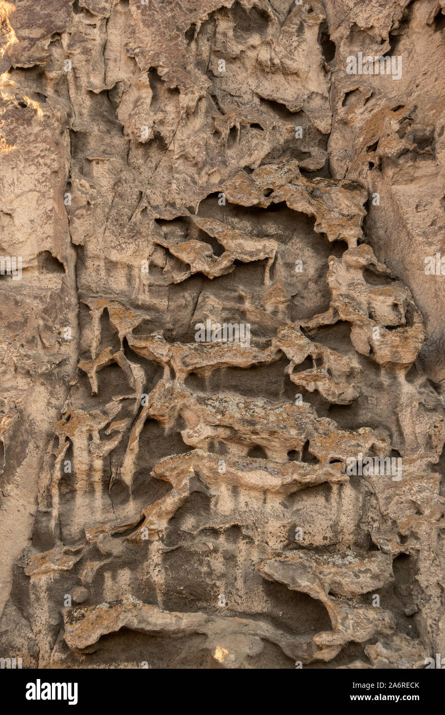 "Pizzo" Cortina di roccia vulcanica formazione, Pahvant Butte, Delta, Utah, tufo saldato Foto Stock
