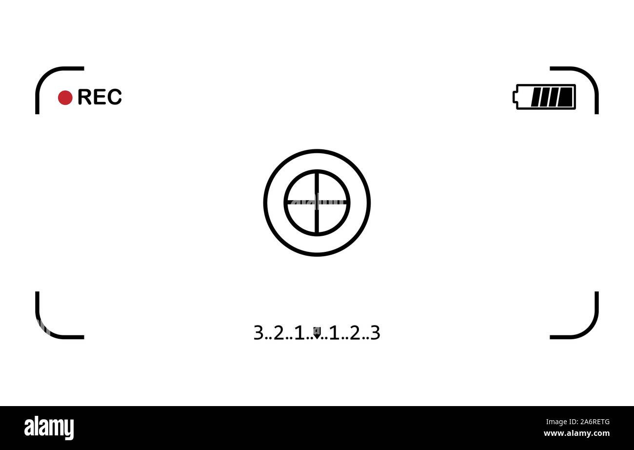 Telaio della fotocamera nella schermata del mirino. Illustrazione Vettoriale. Piatto. Illustrazione Vettoriale