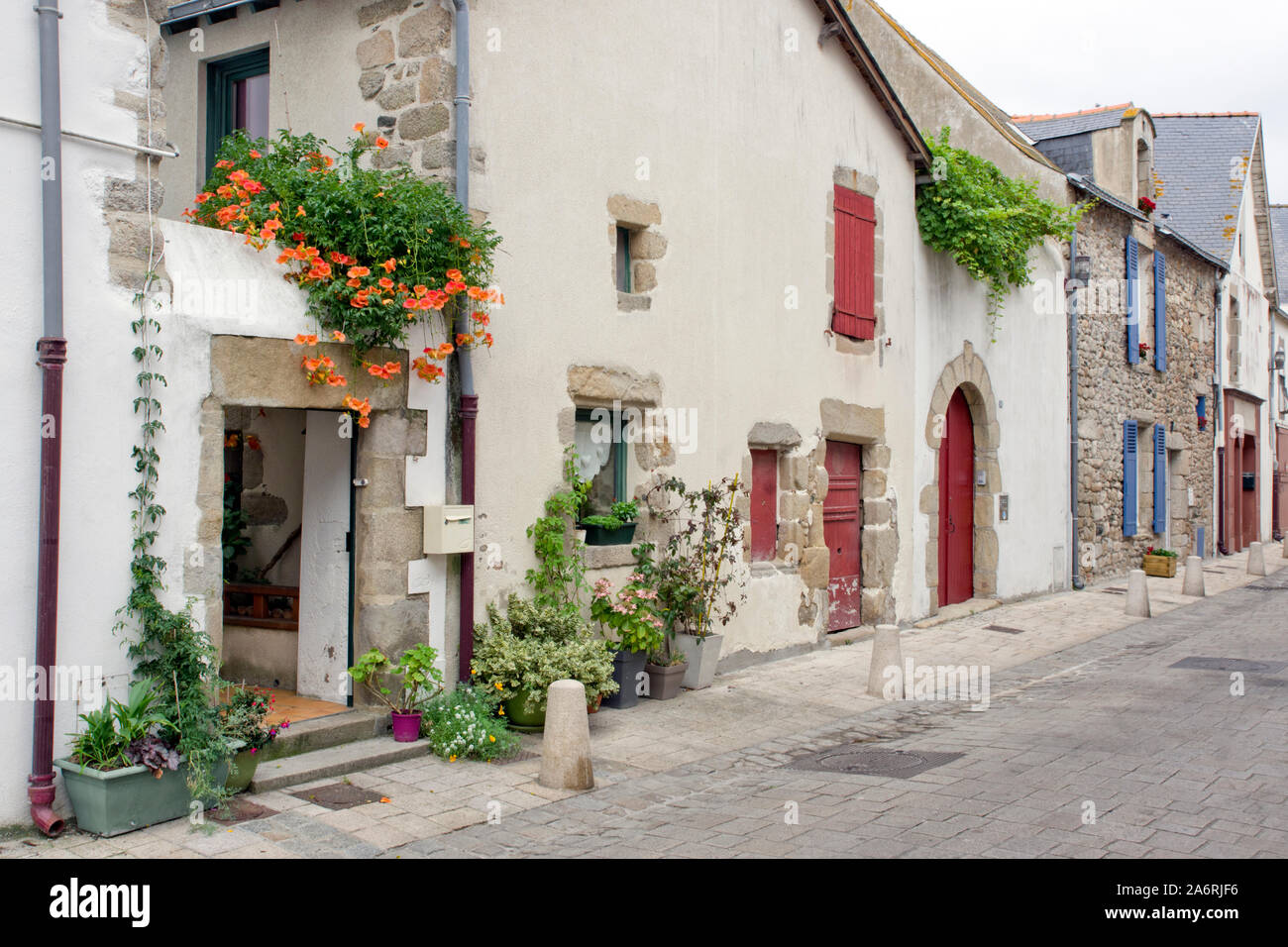 Vecchi edifici di Le Croisic, Brittany Foto Stock