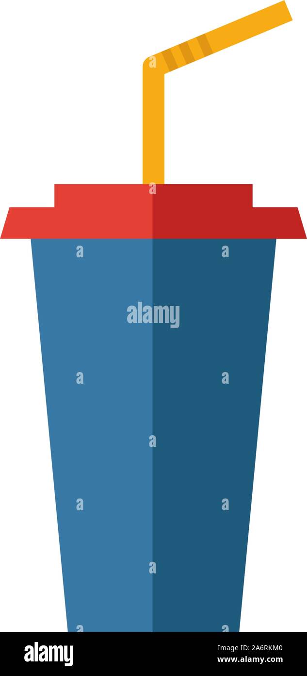 Bere con un icona di paglia. Semplice elemento piano da un fast food collection. Drink creativi con un icona di paglia per modelli, software e applicazioni Illustrazione Vettoriale