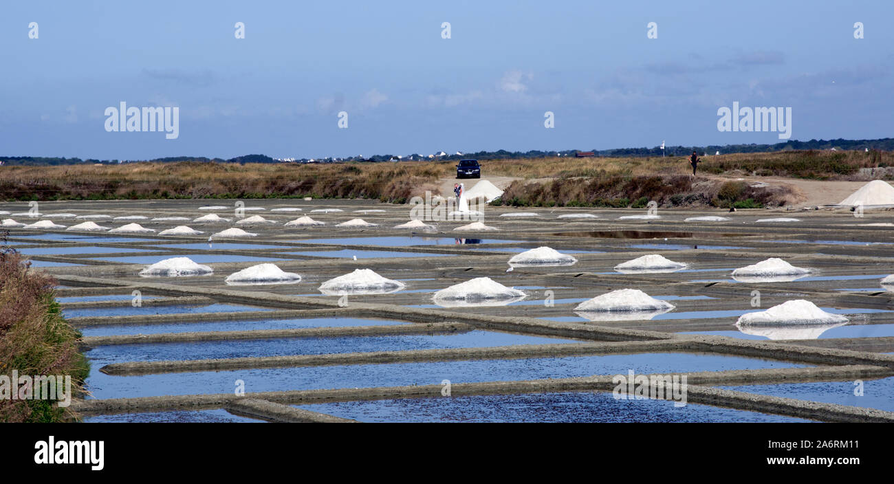 Foto di matrimonio in stagno di sale Foto Stock